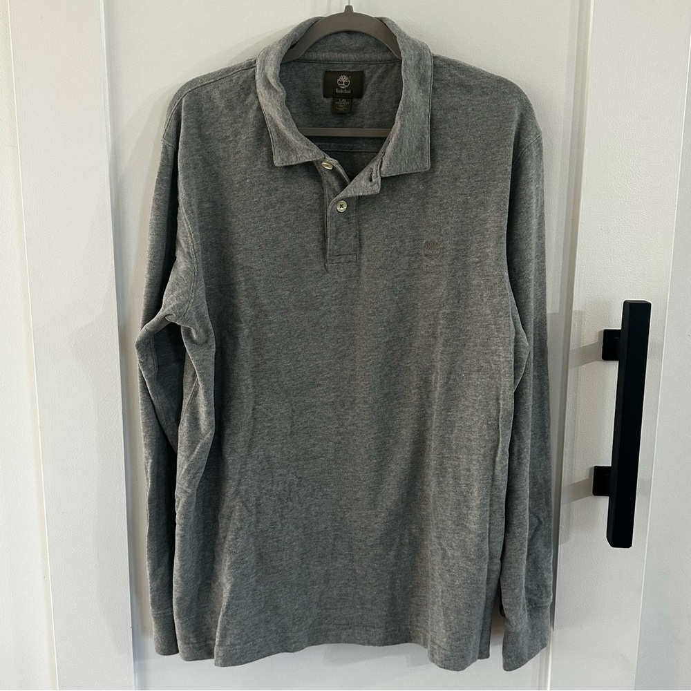 Timberland Millers River Long Sleeve Pique Polo Shirt Gray L Regular Fit